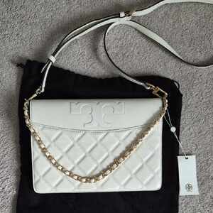 Tory Burch Cream Quilted Crossbody Bag